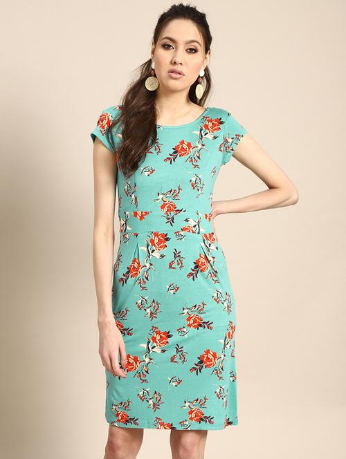 round neck floral sheath dress - 17434769 - Very Small Image - 1