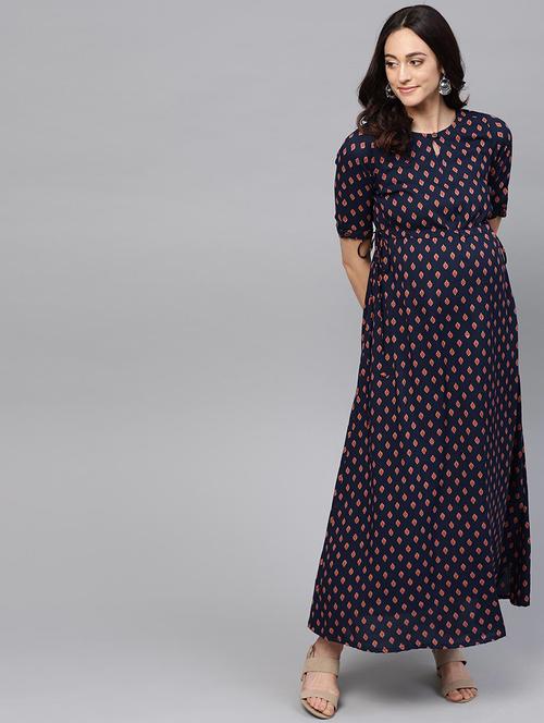 tie front printed maxi dress - 17434771 - Very Small Image - 1