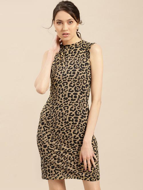 round neck animal sheath dress - 17434782 - Very Small Image - 1