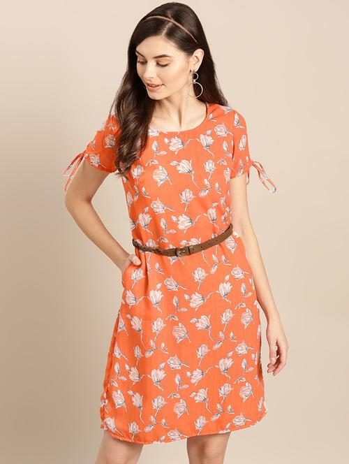 tie knot sleeved floral a-line dress - 17434811 - Very Small Image - 1