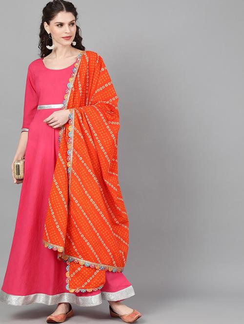 solid lace detailed flared ethnic dress - 17434842 - Very Small Image - 1