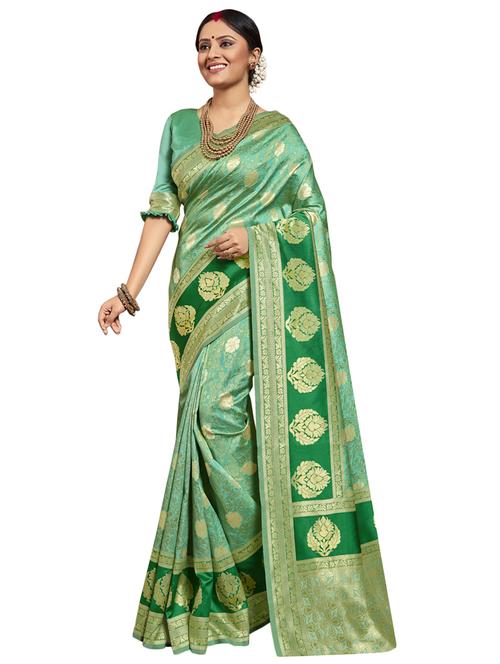 floral woven saree with blouse - 17435004 - Very Small Image - 1