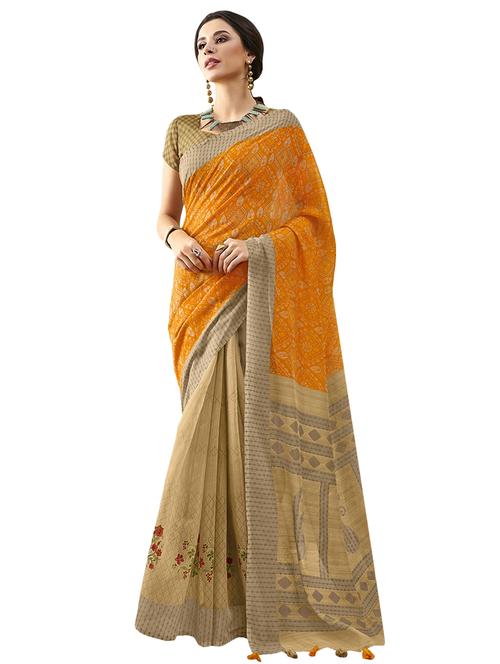 printed half & half saree - 17435017 - Very Small Image - 1