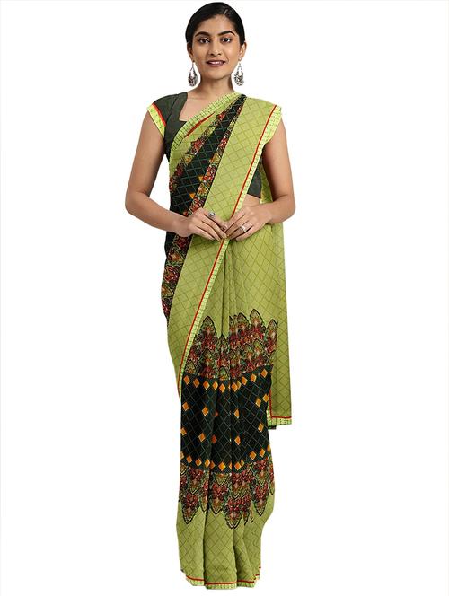 floral printed saree with blouse - 17435037 - Very Small Image - 1