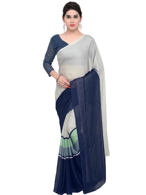 contrast printed saree - 17435042 - Very Small Image - 1