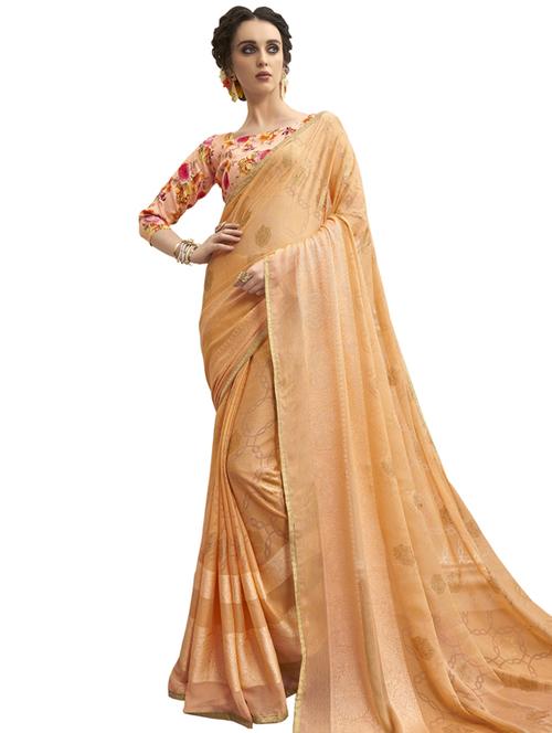floral printed saree with blouse - 17435070 - Very Small Image - 1