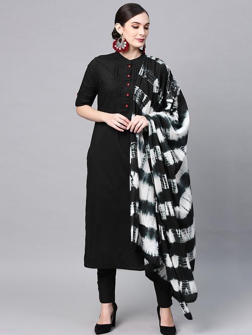 black cotton kurta pant set - 17435274 - Very Small Image - 1