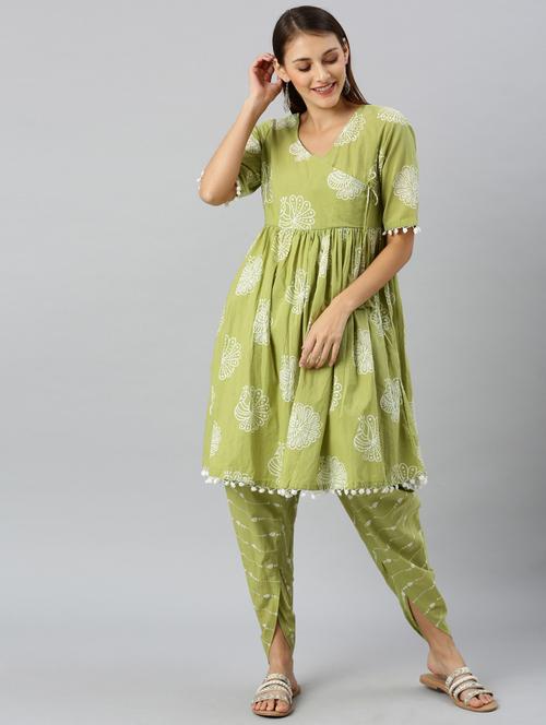 block print kurta pant set - 17435331 - Very Small Image - 1