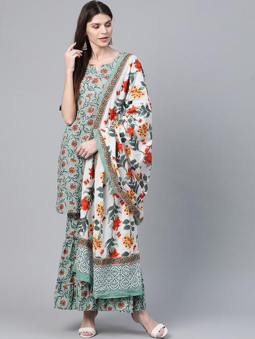floral sharara suit set - 17435337 - Very Small Image - 1