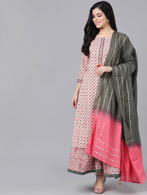 printed kurta skirt set - 17435353 - Very Small Image - 1