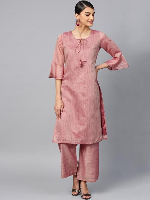 solid kurta palazzo set - 17435384 - Very Small Image - 1