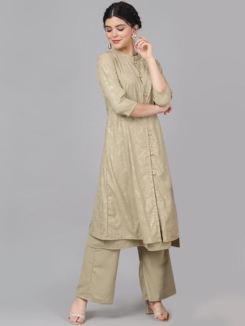 foil print kurta palazzo set - 17435507 - Very Small Image - 1