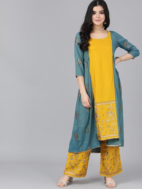 floral kurta palazzo set - 17435517 - Very Small Image - 1