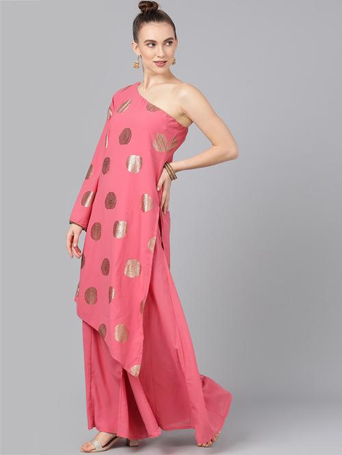 foil print kurta palazzo set - 17435525 - Very Small Image - 1