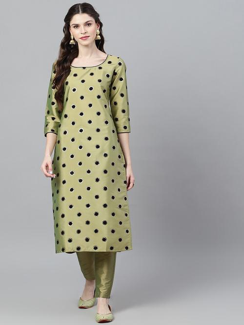 ethnic motifs kurta pant set - 17435539 - Very Small Image - 1