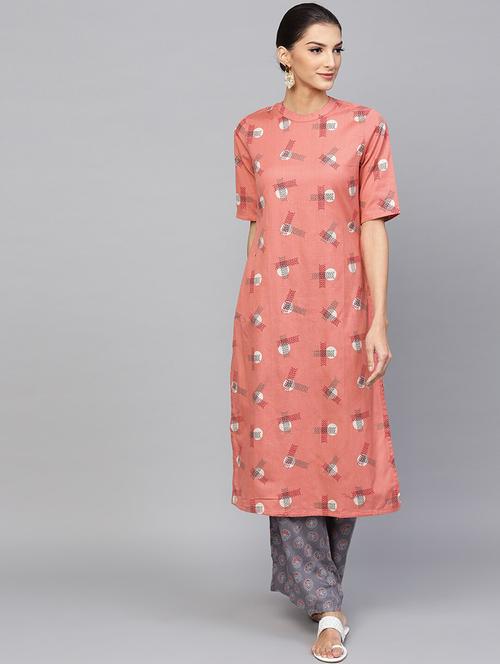 printed kurta palazzo set - 17435571 - Very Small Image - 1