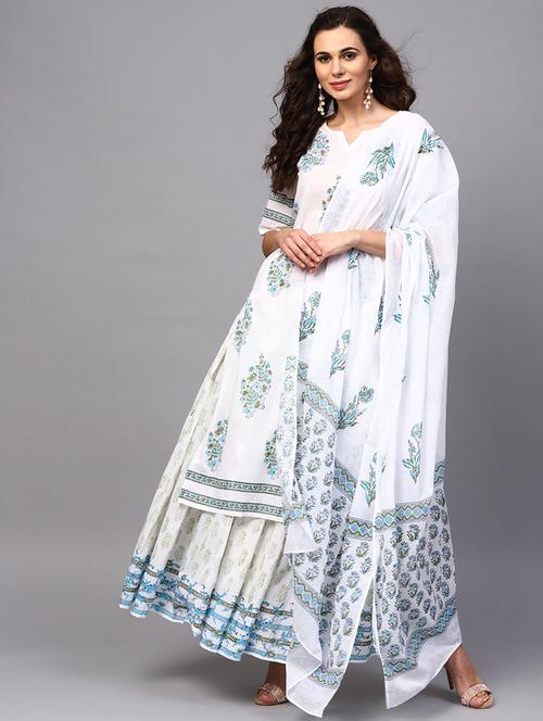printed kurta skirt set - 17435578 - Very Small Image - 1