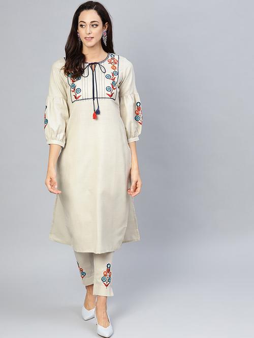 embroidered kurta pant set - 17435581 - Very Small Image - 1