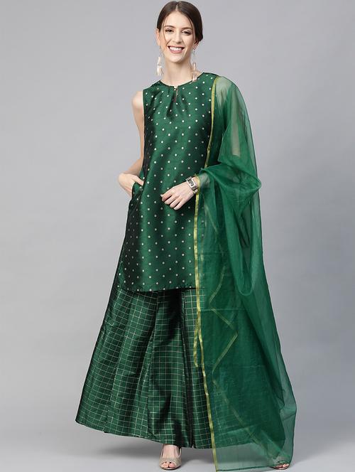 self design kurta palazzo set - 17435601 - Very Small Image - 1