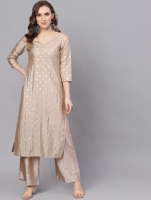 foil print kurta palazzo set - 17435621 - Very Small Image - 1