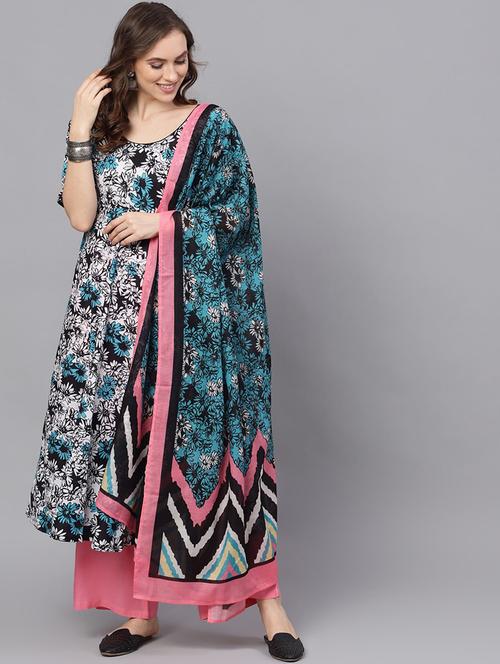 floral kurta palazzo set - 17435623 - Very Small Image - 1