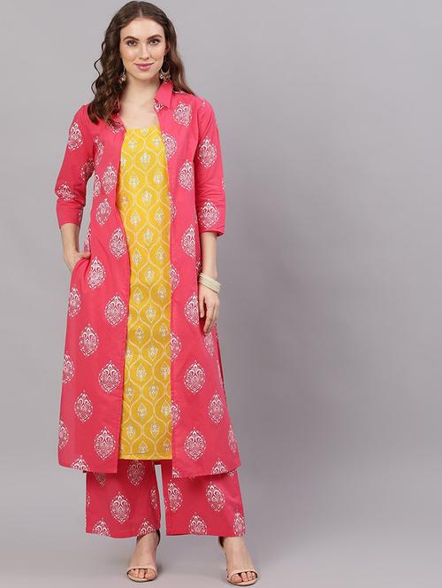 kurta jacket palazzo set - 17435632 - Very Small Image - 1