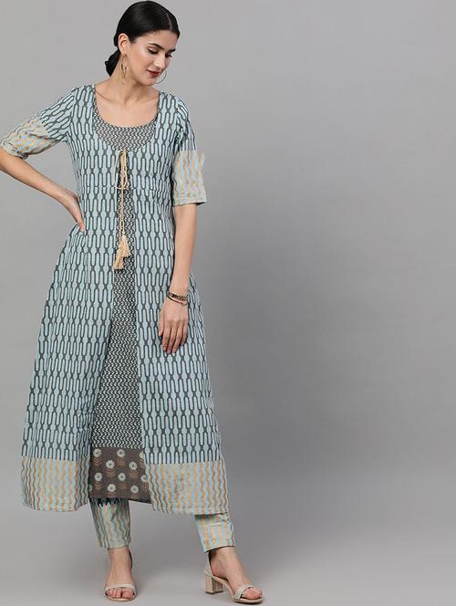 kurta with jacket pant set - 17435653 - Very Small Image - 1