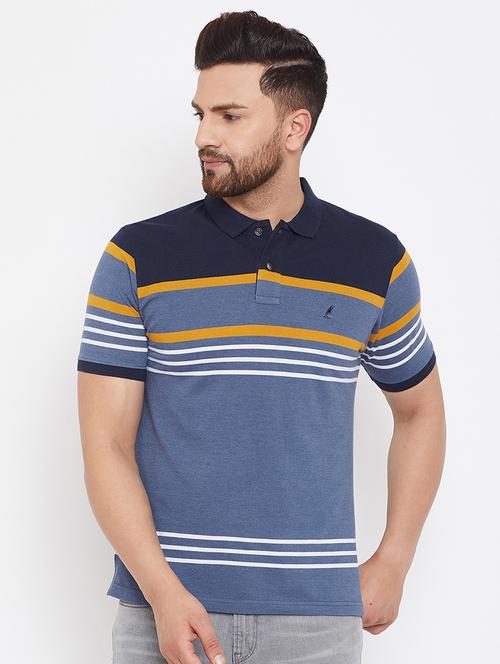 blue striped polo t-shirt - 17435819 - Very Small Image - 1