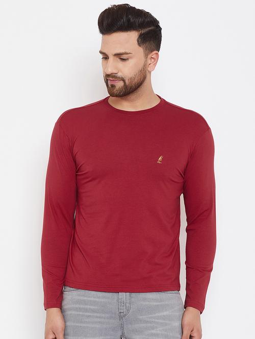 maroon solid regular t-shirt - 17435845 - Very Small Image - 1