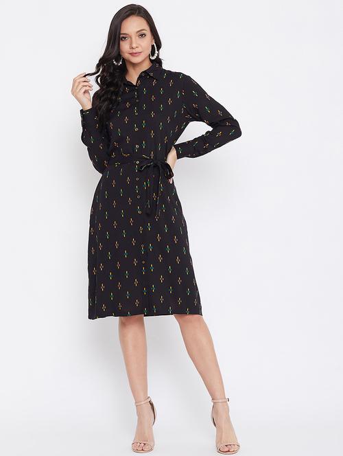 tie front printed shirt dress - 17435983 - Very Small Image - 1