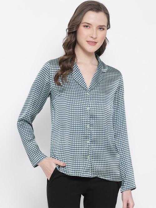 lapel neck nightwear top - 17436258 - Very Small Image - 1