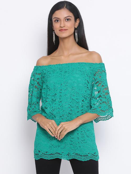 off shoulder laced top - 17436270 - Very Small Image - 1