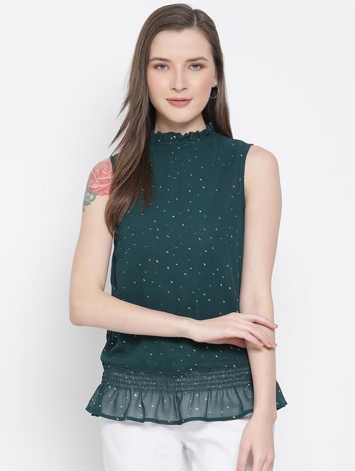 smocked waist frill detail top - 17436271 - Very Small Image - 1
