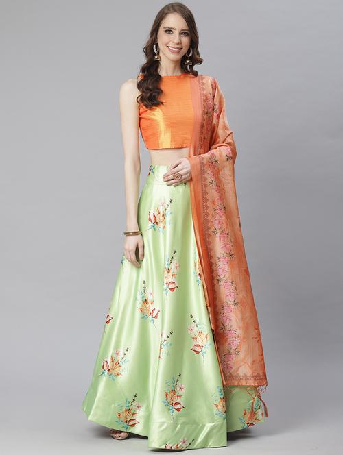 floral print flared lehenga - 17436445 - Very Small Image - 1