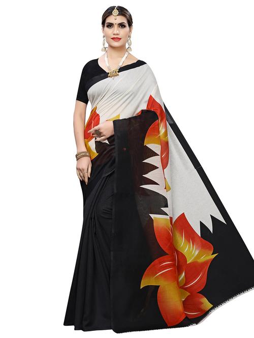 floral printed saree with blouse - 17436639 - Very Small Image - 1