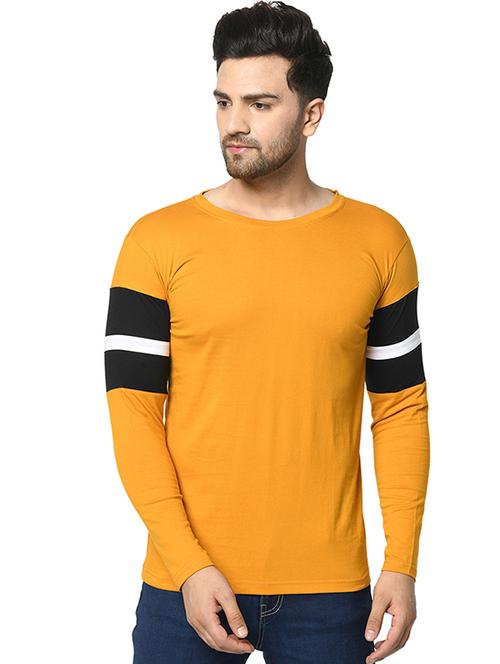 yellow color block cut & sew t-shirt - 17436901 - Very Small Image - 1