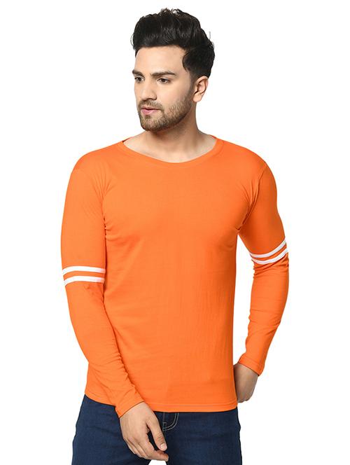 orange solid taped t-shirt - 17436916 - Very Small Image - 1