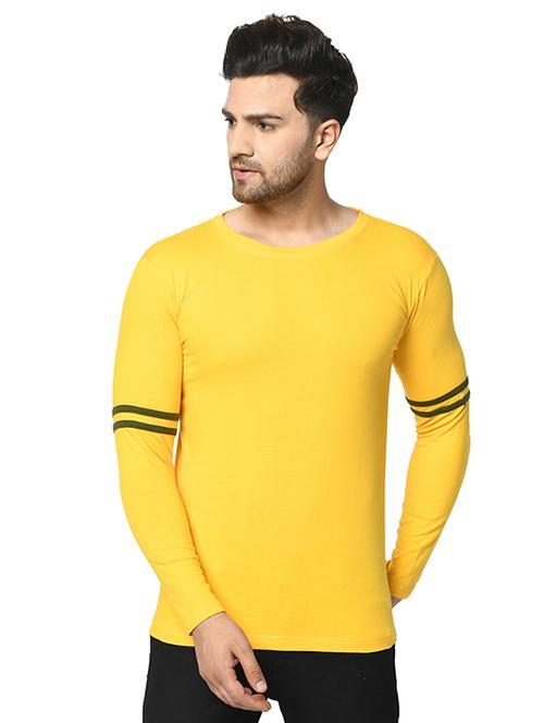 yellow solid taped t-shirt - 17436921 - Very Small Image - 1