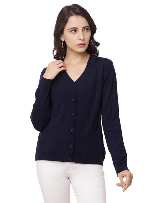 v-neck solid cardigan - 17437266 - Very Small Image - 1