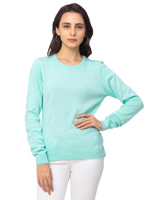 round neck solid pullover - 17437306 - Very Small Image - 1