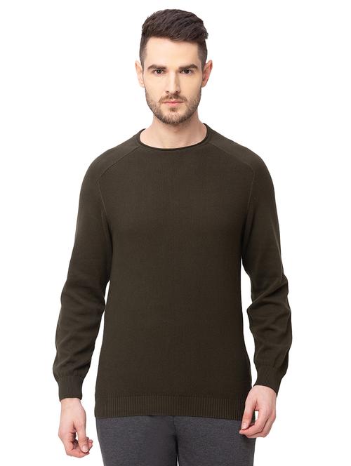 olive green solid pullover - 17437390 - Very Small Image - 1