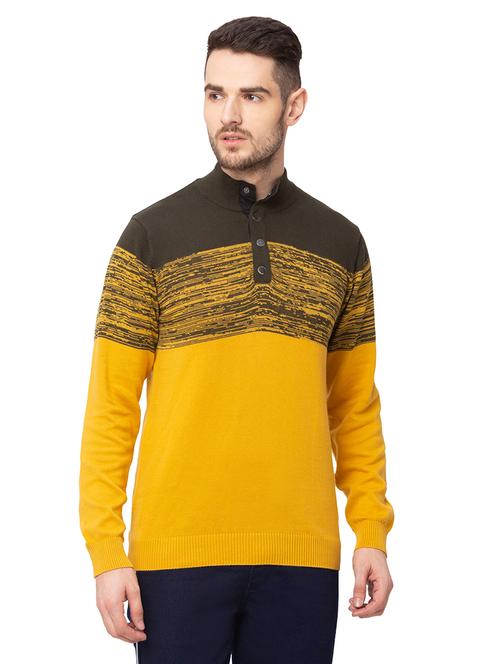 yellow color block pullover - 17437391 - Very Small Image - 1