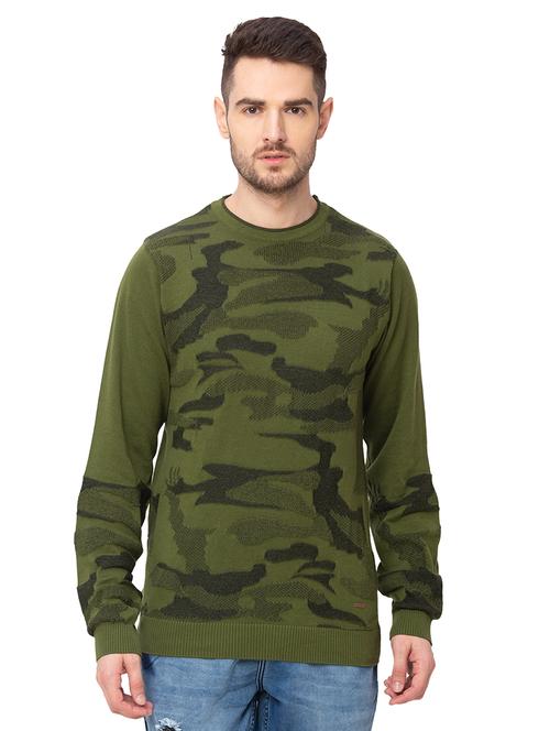 olive green printed pullover - 17437396 - Very Small Image - 1