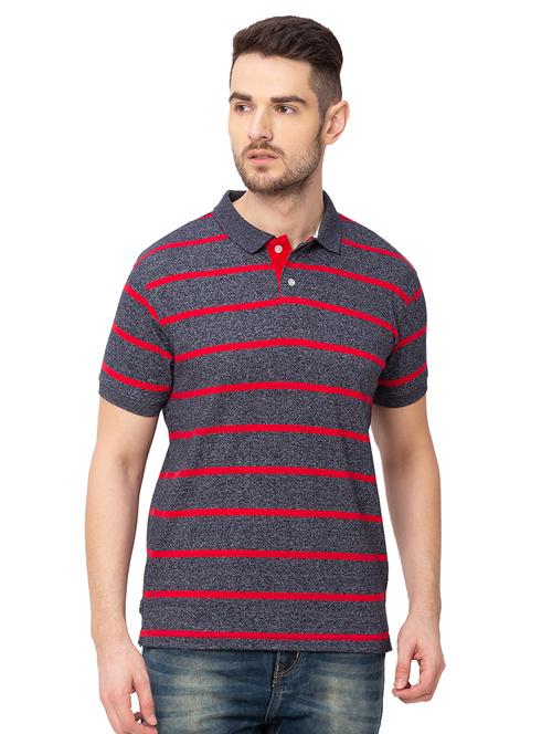 grey striped collared t-shirt - 17437445 - Very Small Image - 1