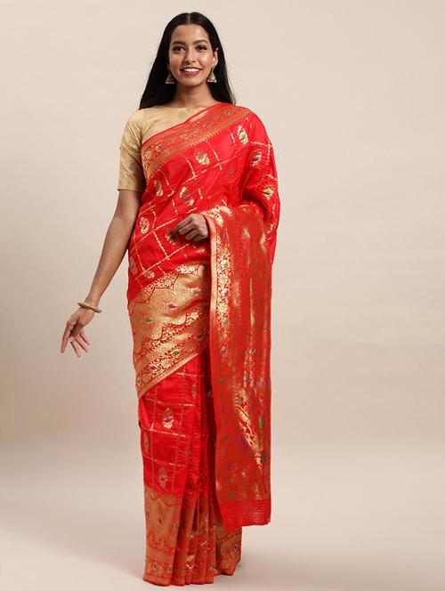 women's banarasi saree with blouse - 17437663 - Very Small Image - 1