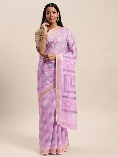 women's geometric lavender colored saree - 17437698 - Very Small Image - 1