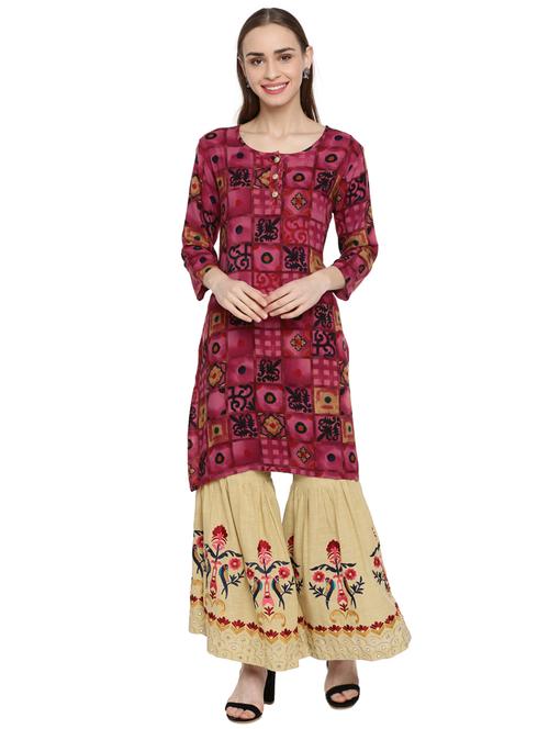 printed kurta sharara set - 17437834 - Very Small Image - 1
