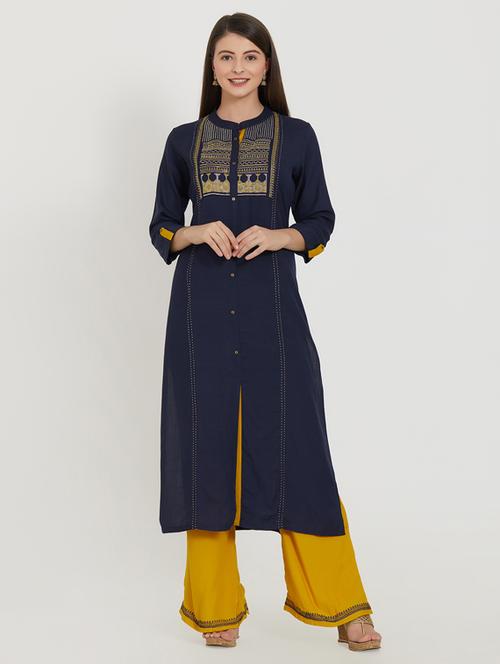 embroidered kurta palazzo set - 17437846 - Very Small Image - 1
