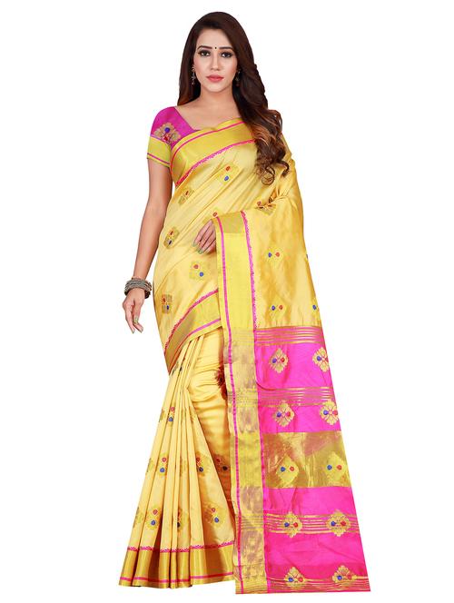 ethnic motifs woven saree with blouse - 17437885 - Very Small Image - 1