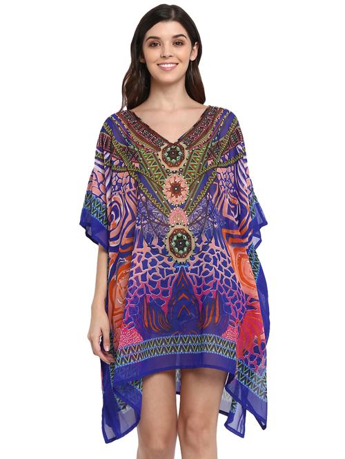 blue embellished kaftan tunic - 17437903 - Very Small Image - 1